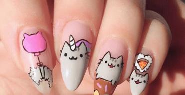 Katter på naglar - elegant manikyr för korta och långa naglar